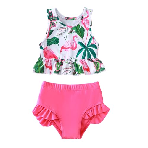 Image of Baby Swimsuit Girl Two Piece Bathing Suit Toddler Girls Summer Beach Ruffle Tankini Swimwear 1-7Y