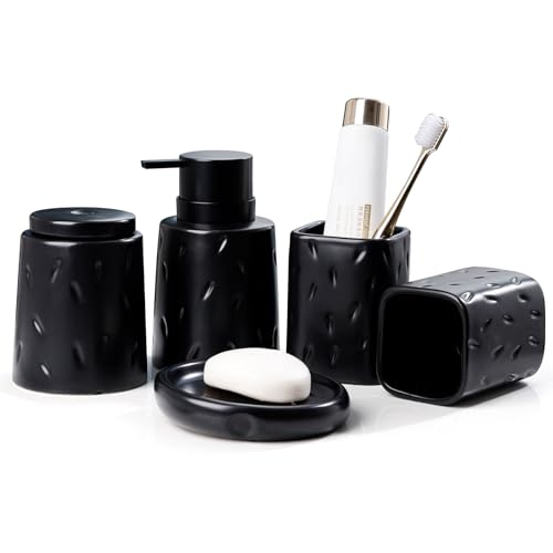 Badezimmer Set Umlaca Bathroom Accessories,5-teiliges Zubehör,Geeignet für die Verwendung in Bad,Bathroom (Schwarz)