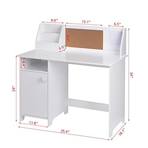 UTEX Kids Study Desk with Storage, Wooden Children School Study Table with Hutch and Storage Cabinet for 3-8 Years Girls Boys, Student's Study Computer Workstation Writing Table, White UTEX Kids Study Desk with Storage Wooden Children School Study Table with Hutch and Storage Cabinet for 3 8 Years Girls Boys Students Study Computer Workstation Writing Table White