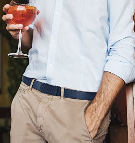 Image of Chaoren Leather Ratchet Belt 2 Pack Dress with Click Sliding Buckle 1 3 /8 inch in Gift Set Box - Adjustable Trim to Fit