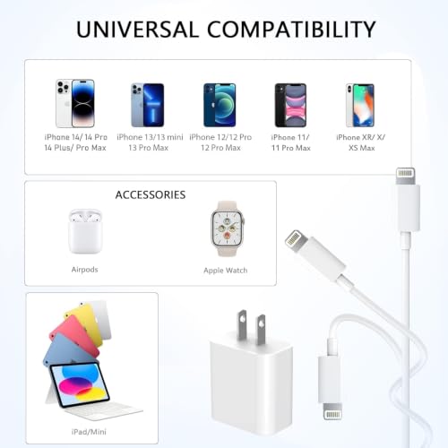 Image of for iPhone Charger Fast Charging, 3Pack USB C Charger Block with Cable Cord | USB C to Lightning Type C Fast Charging Block Compatible with iPhone 14 Pro Max /14 Plus /13 /13 Mini /12 /11 /XS Max /XR /X /8 /7 /SE