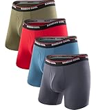BAMBOO COOL Men's Underwear 4 Pack Boxer Briefs Soft Breathable Underwear for Men with Open Fly Pouch(M)