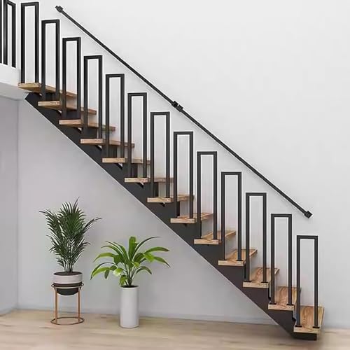Garde-corps carré en forme de U avec kit d'installation escalier noir - 4