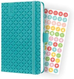 SIGEL J2102 Wochenkalender Jolie 2022 - ca. A6 - türkis - Hardcover - 174 Seiten - mit fröhlichem Kalendarium, vielen Infos und praktischen Stickern - FSC-zertifiziert - Terminplaner
