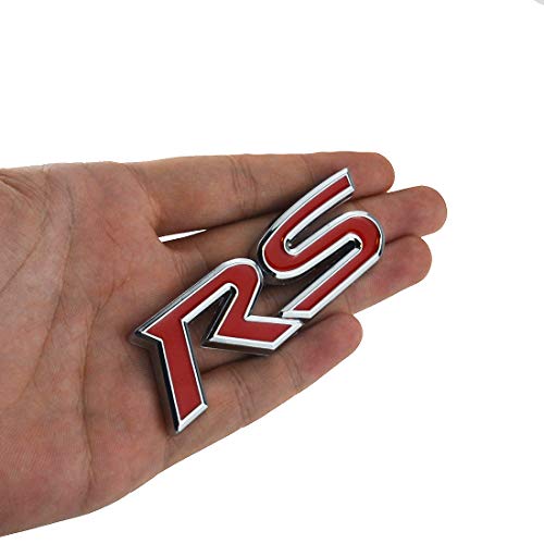 Image of Door Fender Tailgate Nameplate Emblems 3D Metal Badge Logo Letters Compatible with Rs R S 2PC (Silver Red)