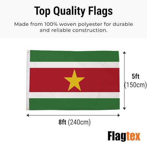 Bandera de Surinam grande Flagtex exterior textil mástil resistente 3