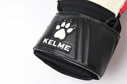 KELME Soccer Goalkeeper Gloves - Professional Goalie Glove Unisex - Football GK Gloves Super Grip Latex Finger Protection (Black/Red, Size 7 (Youth))