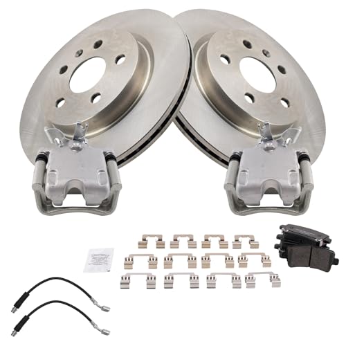Image of TRQ Rear Brake Pad and Rotor Set Ceramic 315 mm Rotors Calipers Compatible with 2014-2015 Chevrolet Malibu