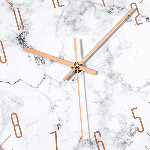 Lumuasky Rose Gold Wall Clock Battery Operated Modern Silent Non-Ticking 12 Inch Analog Decorative Clock For Living Room Bedrooms Kitchen Office (Marble Dial) #TOP2