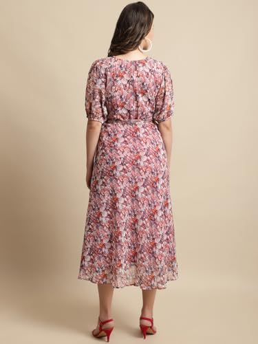 Image of Tee Projekt Women's Georgette Maxi Dress| Digital Print Floral Printed Western Ethnic Gown |Maxi Dress Casual Wear