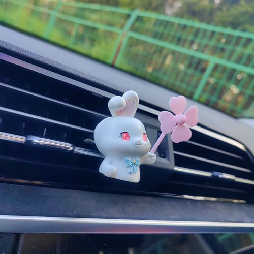 Image of Cute Car Air Freshener Vent Clips, 3D Animal with Mini Fan Diffuser Vent Clip, Air Conditioning Decoration Car Accessories for Women and Men