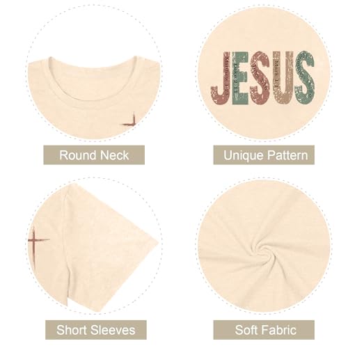 Image of Christian Shirts for Women Jesus Tees Faith Shirts Bible Verse Print Tops | Jesus Shirts for Women,Christian Faith Tee,Vintage Cross Print,Bible Verse,Religious Love Jesus Tops,Religious Scriptures