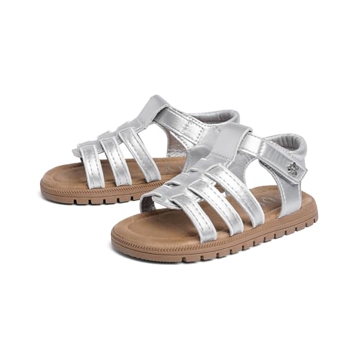 Image of QIY Toddler Girl Sandals Little Kids Summer Dress Shoes Open Toe Flats Princess Sandals for School Beach Party