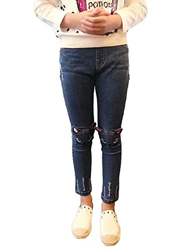 Girls Cute Cat Jeans Pants, 2-10 Years