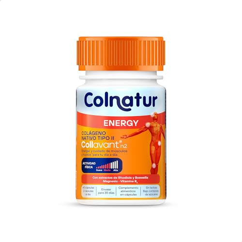 Colnatur Energy | 60 Cápsulas | Colágeno con Magnesio, Vitamina B6, Rhodiola y Boswellia para Huesos, Articulaciones, Fatiga y Estrés