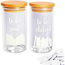 Jxueych Pair of To Be Read and To Be Shelved Jars, with 100 Pieces Blank Miniature Books Foam - TBR Jar Bookworm Gift - Book Lover - Bibliophile - Book Club - Bookshelf Decor - Bookish Decor
