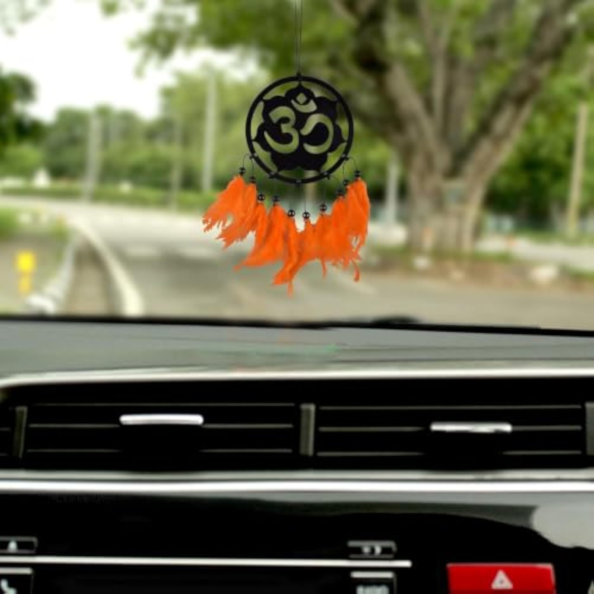 Om Dream Catcher with Orange Feathers
