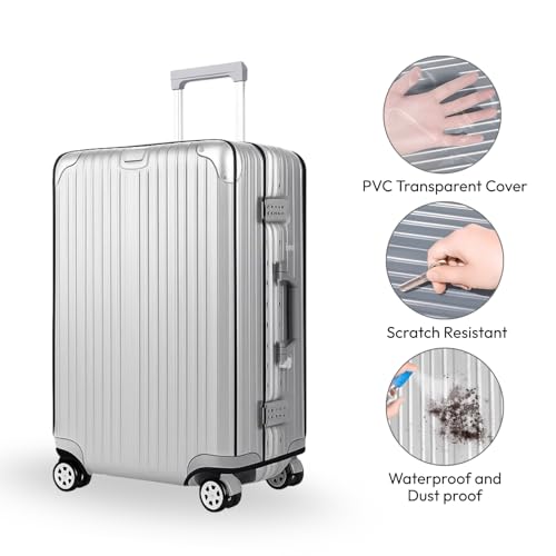 Image of Zulaxy Luggage Cover Set of 3 for Trolley Bags | Transparent PVC Suitcase Covers | Waterproof Dustproof Scratch Resistant Luggage Protector | Clear Travel Bag Covers with Zipper (20, 24, 28 Inch)