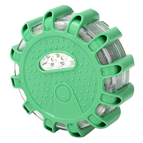 Phefop Gyrophare Magnétique Rond à LED pour Voiture, Feux Clignotants D'urgence Puissants, pour Camping, Randonnée, Exploration, 102 X 102 X 34 Mm (GREEN)