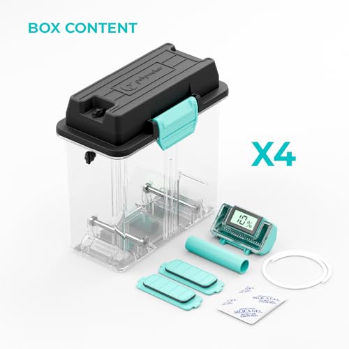 Image of Polymaker PolyDryer 4-Pack Filament Storage Box Only (No Dock), Airtight Moisture Proof 3D Printer Spool Holder with Hygrometer for 1kg PLA PETG ABS TPU Nylon, Print Without Breaking Seal