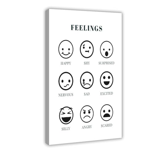 Feelings Montessori Nursery. Poster educativo su tela, decorazione per camera da letto, ufficio, stanza, regalo, 50 x 75 cm