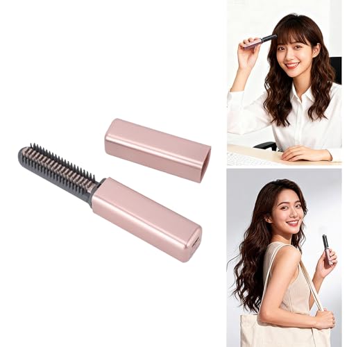 Plancha de pelo mini inalámbrica recargable USB rosa miniatura 2