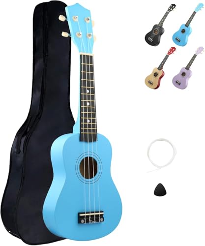 Image of LXS Soprano Ukulele Ukulele for Beginners - 21 inch Small Guitar Ukulele with Gig Bag, Standby String, Picks and Primary Tutorial (Blue)