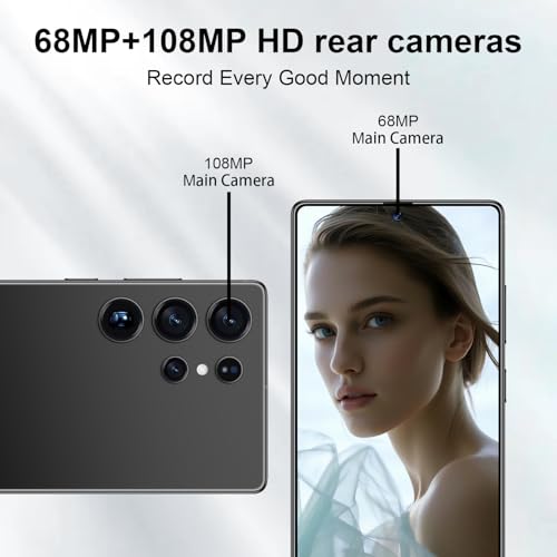 I25 Ultra 5G Unlocked Smartphone,12GB+512GB 7000mAh Fully Cell Phone for Android 14,6.99“ HD Screen Unlocked Cell Phone, 68MP+108MP Dual Camera/Dual SIM/Fingerprint Lock/Face (Black) - Image 6