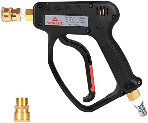 YAMATIC 5000 PSI High Pressure Washer Trigger Gun Pressure Spray Gun / 35 Mpa, 12 GPM, 3/8" Swivel FNPT Quick Connector& M22 Coupler Inlet, 1/4 NPT Outlet