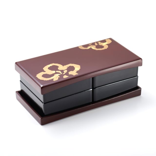 Japanese Bento Box Plum Lunch Container 2-tier Jubako Lacquerware Japan