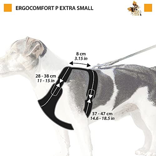 Ferplast Peitoral acolchoado para cães ERGOCOMFORT PP, sistema de fechamento com dupla micro-regulaç