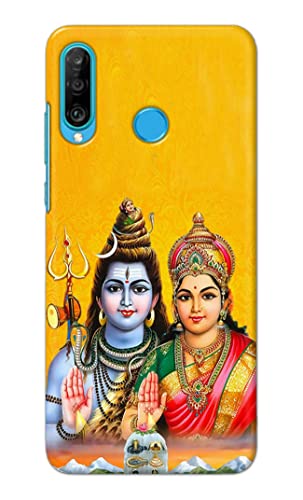 Image of PRINTFIDAA God Shiva Parvati Yellow Background Printed Designer Hard Back Case Cover for Huawei P30 Lite /Nova 4e, Marie-L21BX, MAR-L01A, MAR-L21A, MAR-LX1A -(VS) MVN1008