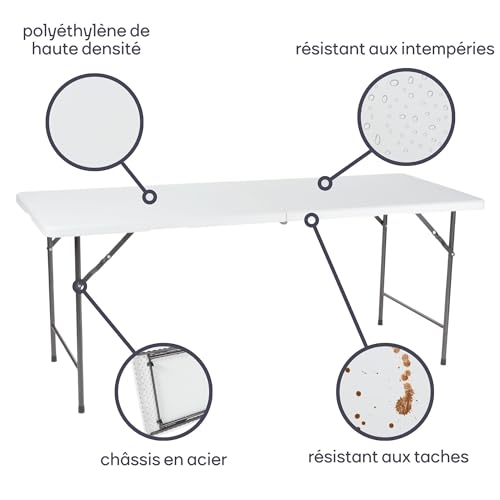 Table pliante de camping blanche et résistante aux intempéries Perel - 6