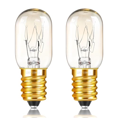 Caldarax T20 E14 Salt Lamp Bulbs Dimmable, Pygmy Bulb E14 SES Small Edison Screw, 150LM Warm White 2700K, AC 220-240V, for Ovens, Microwave, Sewing Machine, Fridge, Scentsy Warmer, 2 Pack