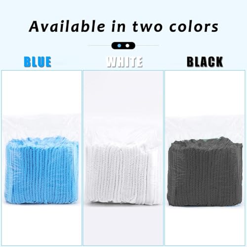 Image of Amazon Brand QWENOX Disposable Bouffant Caps Hair Net Cap 100 Pcs Elastic Mob Caps for Food Service, Medical Use, Sleeping Head Cover, Factory Warehouse Worker, Beauty (Black)