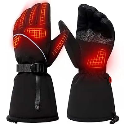 YAODFYL Heated Gloves,Rechargeable Heated Electric Gloves,Waterproof Touchscreen Heating Gloves,for Men and Women Suitable for Winter Outdoor Work,Cycling,Running,Hiking,etc.(Black)