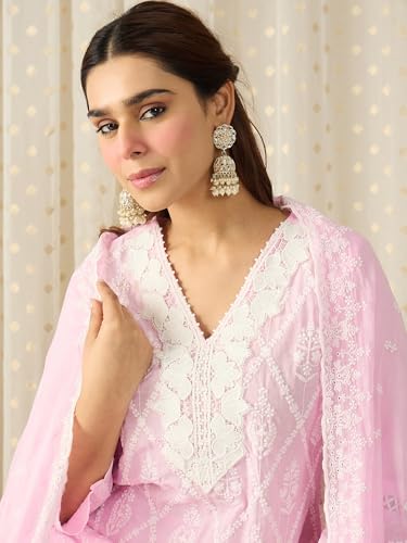 Image of INDO ERA Women Pure Cotton Kurta Set with Dupatta | Festive Suit Set, 10790
