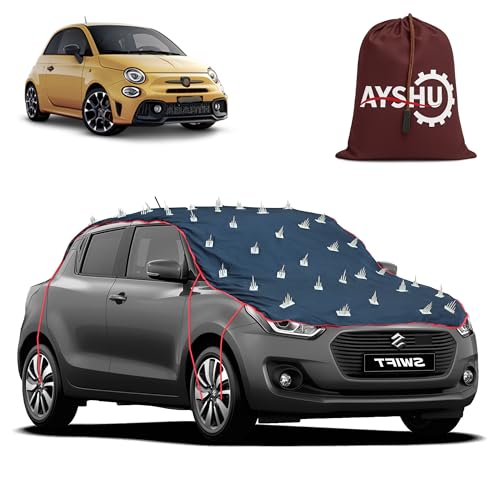 Image of AYSHU Water-Resistant Spike Car Cover for Fiat Abarth 595 - Protects from Dogs, Monkeys, Dust, Sunlight & UV - Full Roof Universal Fit