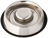 Iconic Pet Slow Feed Stainless Steel Pet Bowl for Dog or Cat, Medium/24-Ounce