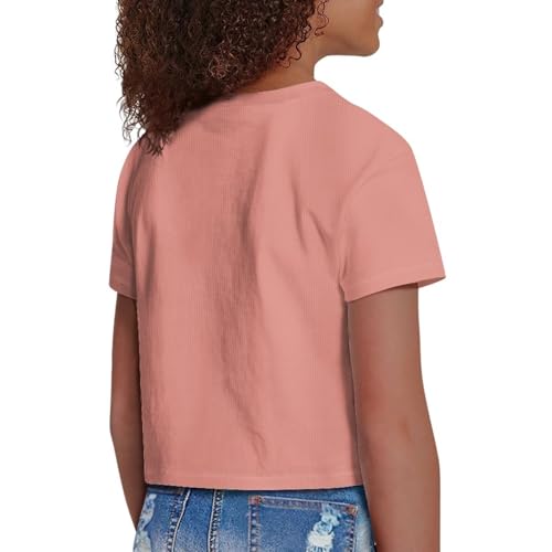 Image of Girls Fashion Crewneck Tee Shirts Casual Short Sleeve Crop Top Summer Outfits 5-14 Years Old