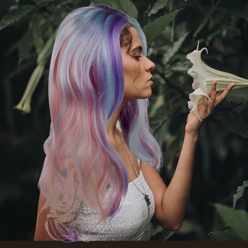 Peluca rizada de Halloween Zerodeko con malla de cabello largo ondulado 6