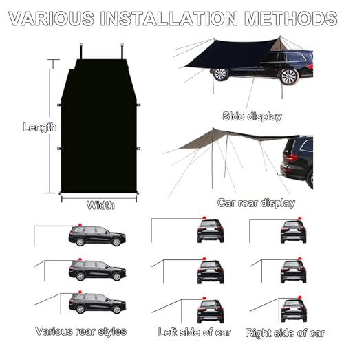 Bâche de camping imperméable multifonctionnelle 300x200 noir - 8