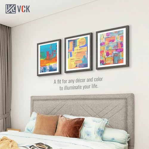 Image of VCK 18x24 Poster Frame Solid Wood Gray Grey 3 Pack Picture Frames 18 x 24 Inches with Wall Mounting Hanging