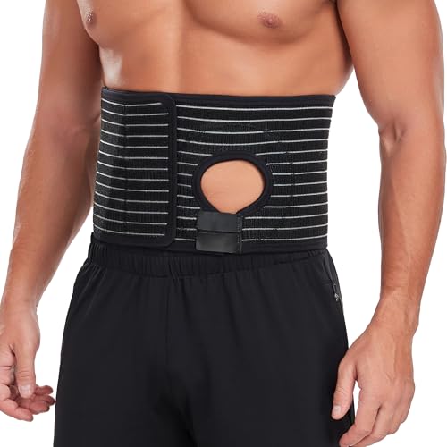 PAZ WEAN Adjustable Ostomy Belt for Men Women, Stoma Support Belt Covers with Hole/Opening for Ostomy Colostomy Ileostomy Urostomy Bag Holder, Abdominal Ostomy Hernia Binder Supplies After Surgery