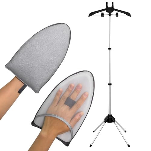 Image of Garment Steamer Ironing Gloves Anti Steam Glove Heat Resistant Garment Steamer Mitt,Garment Steamer Accessories for Clothes,Heat resistant clothing steam engine gloves (Sharp Gloves + Steamer Rack)