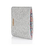 SmukBird - Hülle für Amazon Kindle Paperwhite 6 Zoll, 10. Generation 2018 | aus echtem Filz + Baumwolle | hellgrau | Design: Colorful
