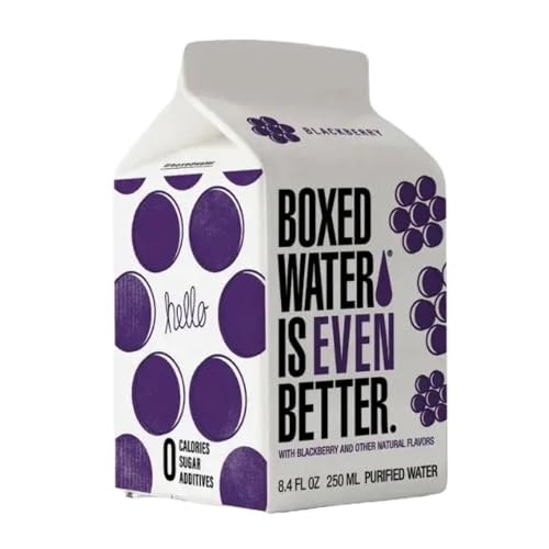 Image of BOXED WATER IS BETTER 8.5 oz. (24 Pack) - Blackberry Flavored, BPA-Free, Refillable Cartons, Sustainable Alternative to Premium Plastic Bottled Water, Mini Water for Kids