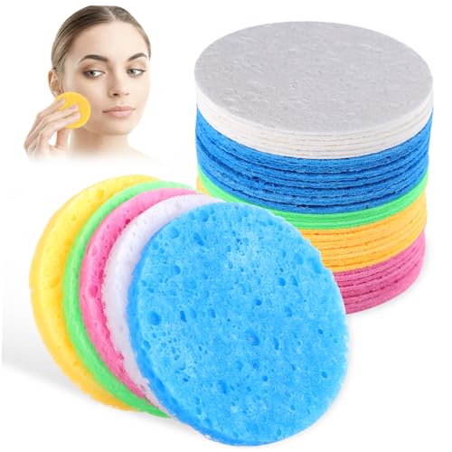 SHERCHPRY 50Piezas Esponjas De Limpieza Facial Reutilizables De Esponjas Naturales Para Desmaquillar Herramienta De Limpieza De Maquillaje y Cuidado Facial