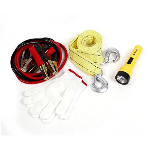 Kit de emergencia vial con cinturón de remolque y cables