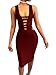 MISFONDLE Women's Scoop-Neck Solid Sleeveless Knee Fitted Dress, 1 Wine Red, Medium
